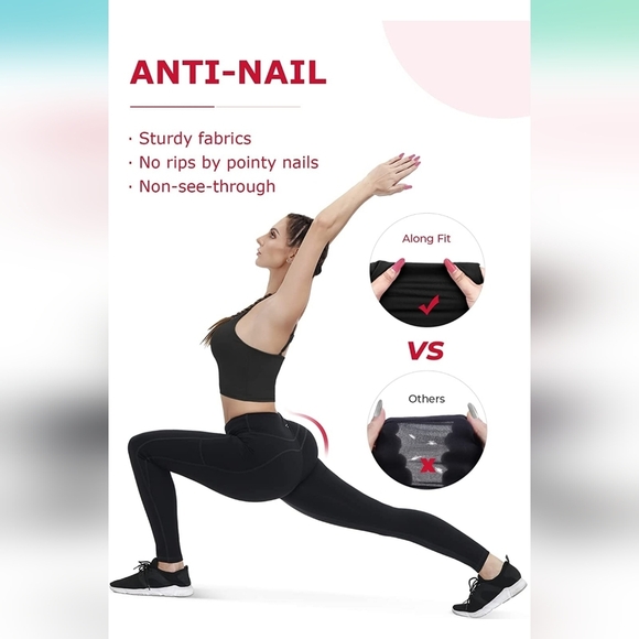 ALONG FIT Anti-Nail Leggings for Women, Non-See-Through with Phone Pocket - Picture 2 of 6
